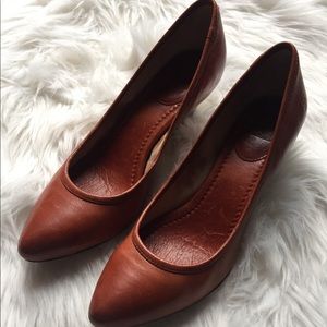 Frye brown leather heels.